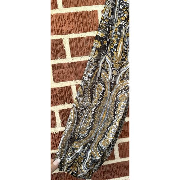 JM Collection Black Floral Stretchy Blouse Long Sheer Sleeves Size Medium - Picture 3 of 4